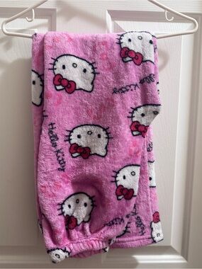 Hello Kitty Pink Fleece Pajama Bottoms with Red Bow Accents
